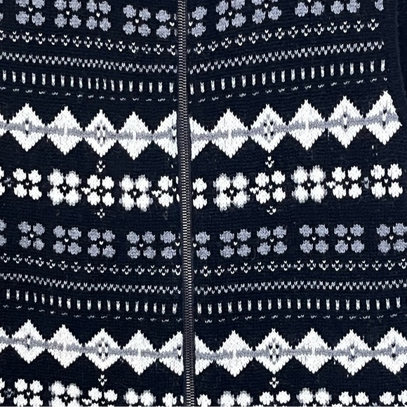 Rivamonti 100% Wool Fair Isle Vest Black White Full Zip Italy Woman’s Size Large - Picture 2 of 7